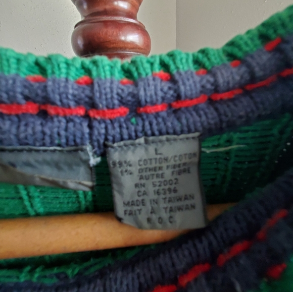 100% Cptton, Liz Wear - Blue and Green Paisley Sweater - Picture 3 of 5